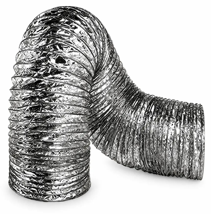 Ducto flexible de foil de aluminio doblado en curva